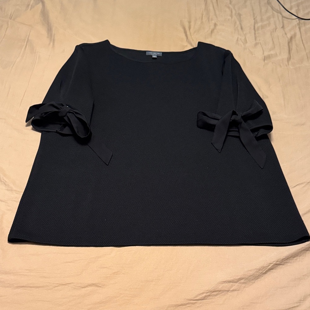 The Limited Black Blouse with Sleeve Bows - Size XL
